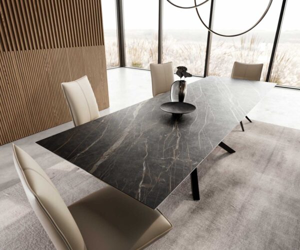 Jedálenský stôl Edge 200-300x100 keramika Laminam®Noir Desir hnedá krížová podstava obdĺžnik čierny rozkladací - Image 4