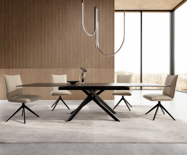 Jedálenský stôl Edge 200-300x100 keramika Laminam®Noir Desir hnedá krížová podstava obdĺžnik čierny rozkladací - Image 2