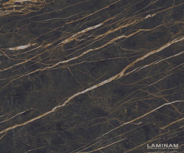 Jedálenský stôl Edge keramický Laminam® Noir Desir hnedý 200-300x100 cm, spider nohy, plochý, rozťahovací, nerezová oceľ - Image 3