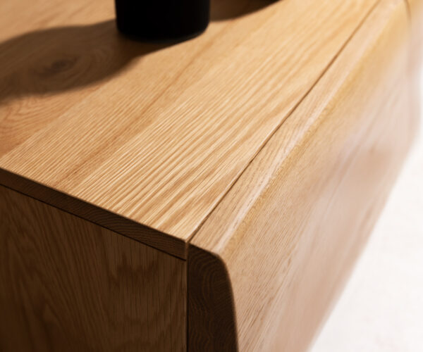 Komoda New Live-Edge 145 cm prírodný dub 3 dvere sklenená noha - Image 4