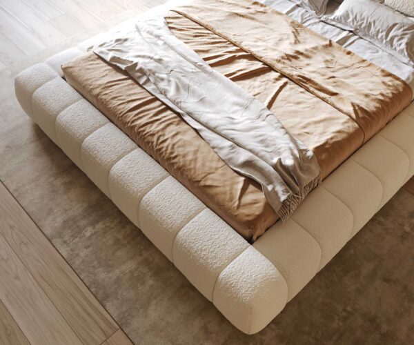 Čalúnená posteľ Cutio bouclé krémovo-biela 180 x 200 cm - Image 6