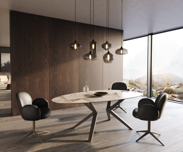 Jedálenský stôl Edge oválny 220x120 keramika Iris FMG Patagonia Lappato Zenthara s uhlovým kovovým efektom titán - Image 6