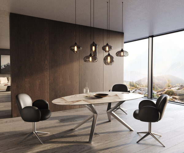 Jedálenský stôl Edge oválny 220x120 keramika Iris FMG Patagonia Lappato Zenthara angular nehrdzavejúca oceľ - Image 6