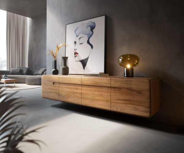 TV stolík Anaya 200 cm akácia natural 4 dvere plávajúca - Image 2