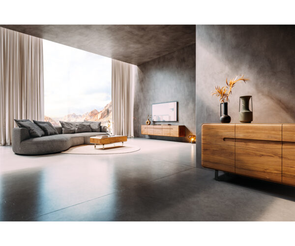 TV stolík Anaya 200 cm akácia natural 4 dvere plávajúca - Image 8