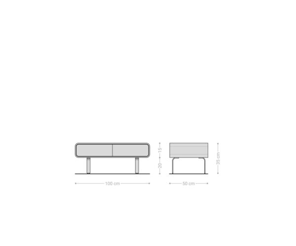 Konferenčný stolík Anaya 100x50 cm akácia prírodná 2 zásuvky podstava v tvare L nerezová oceľ - Image 6