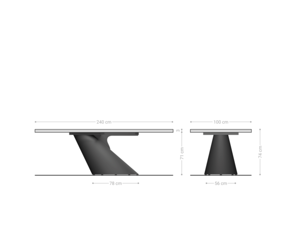 Jedálenský stôl Edge 240x100 akácia prírodná kužeľový kov metalická zlatá Live-Edge - Image 7