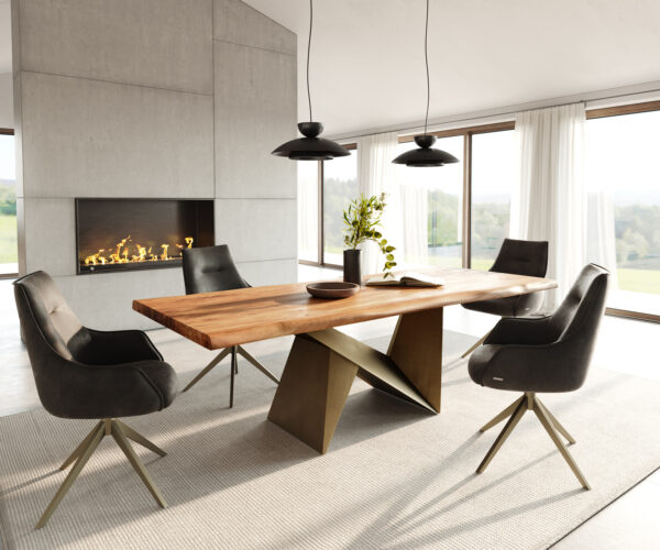 Jedálenský stôl Edge 240x100 akácia natural Origami metalická zlatá - Image 6