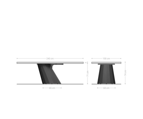 Jedálenský stôl Edge 240x100 akácia prírodná parabolický metalický zlatý Live-Edge - Image 7