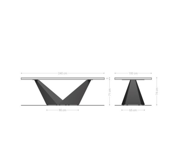 Jedálenský stôl Edge 240x100 akácia prírodná Prisma metalická zlatá Live-Edge - Image 7