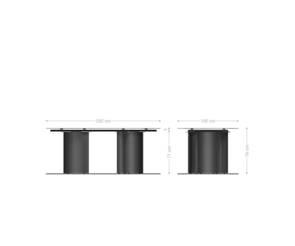 Jedálenský stôl Edge lodný tvar 200x100 keramika Laminam® Emperador Extra Lucidato tmavohnedá Troa kov čierny - Image 6