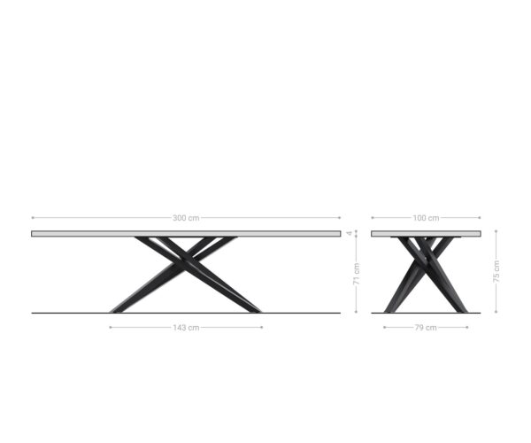 Jedálenský stôl Edge 300x100x4 prírodný dub, krížový rám, obdĺžnik, nerezová oceľ - Image 6