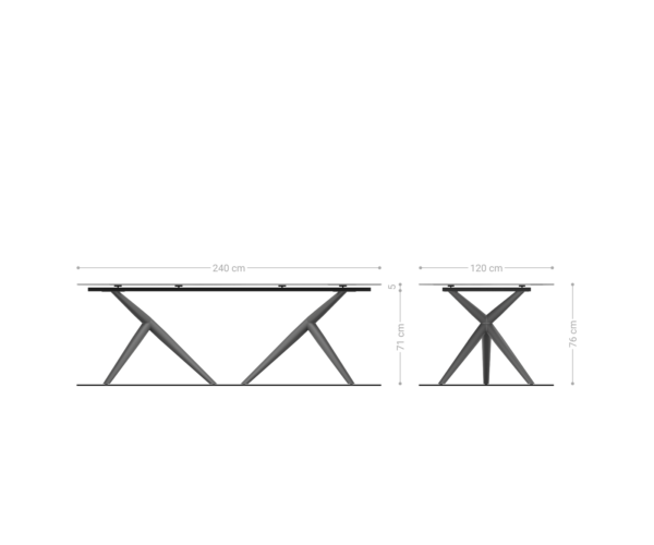 Jedálenský stôl Edge lodný tvar 240x120 reliéfne sklo perleť 3D dizajn Estelar okrúhly kov biela - Image 6