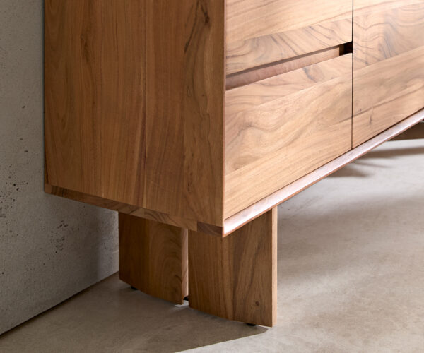 TV stolík Elandor 175 cm akácia natural 2 dvere 4 zásuvky drevené nohy - Image 5