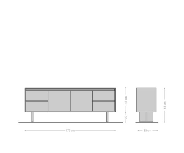 TV stolík Elandor 175 cm akácia natural 2 dvere 4 zásuvky drevené nohy - Image 8