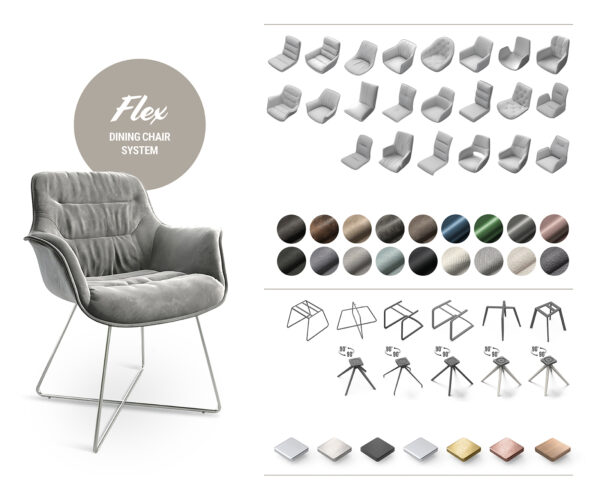 Jedálenská stolička Lelio-Flex taupe vintage krížový rám, uhlový, zlatý, otočný o 180° - Image 7