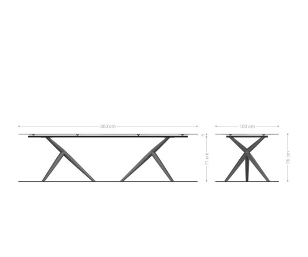 Jedálenský stôl Edge 300x100 keramika Minas Melange bielo-béžová Estelar okrúhly kovový efekt povrch titánový - Image 7