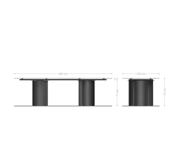 Jedálenský stôl Edge oválny 280x130 keramika Laminam®Emperador Extra Lucidato tmavohnedá Troa nerezová oceľ grafitová - Image 7