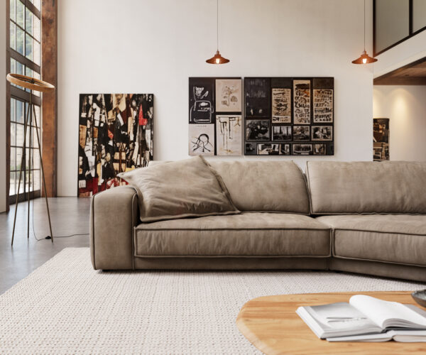 Veľká pohovka Snoosh 400x150 cm mikrovlákno taupe vintage rozkladacia pravá strana - Image 2
