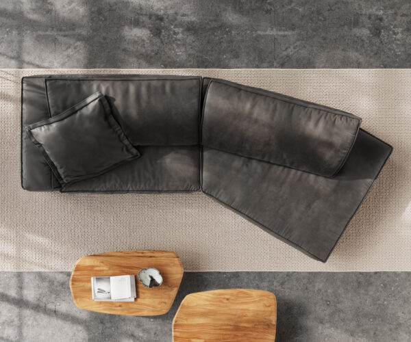 Veľká pohovka Snoosh 400x150 cm mikrovlákno čierna vintage ležadlo pravá - Image 8