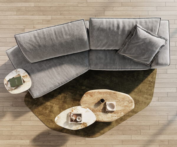 Veľká pohovka Snoosh 400x150 cm sivá textilná rozkladacia pohovka s opierkou na ľavej strane - Image 6