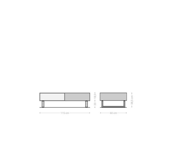 Konferenčný stolík New Live-Edge 115x60 cm akácia prírodná 2 zásuvky 1 priehradka kovová tenká podstava čierna - Image 6