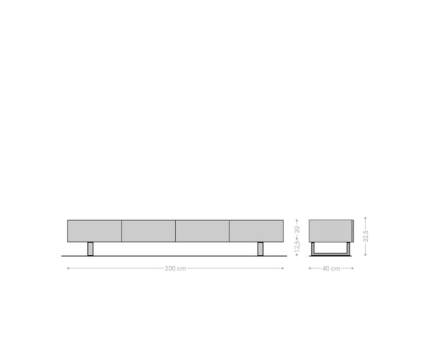 TV stolík New Live-Edge 200 cm akácia prírodná 4 dvierka tenká podstava nerezová oceľ kefovaná - Image 7