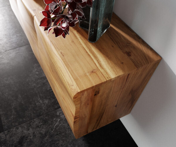 Komoda New Live-Edge 145 cm prírodná akácia 3 dvere kovový rám na lyžiach čierny - Image 5