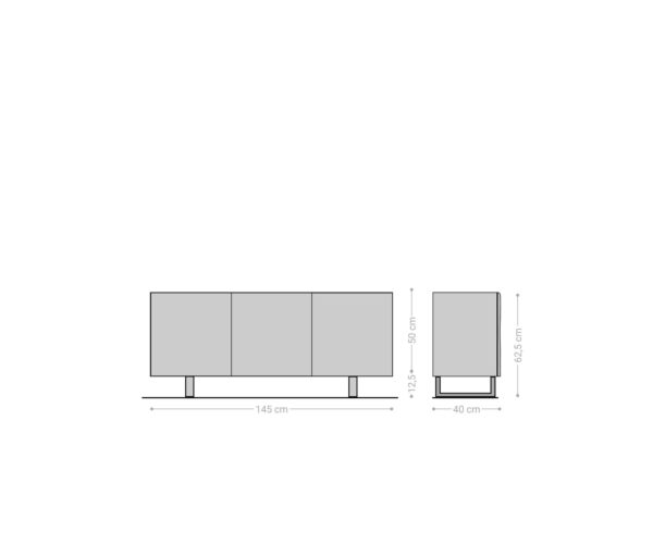 Komoda New Live-Edge 145 cm prírodná akácia 3 dvere kovový rám na lyžiach čierny - Image 6