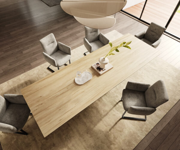 Jedálenský stôl Edge 300x100 cm keramická doska Laminam® Sabbia dubová farba Troa nehrdzavejúca oceľ grafitová - Image 4