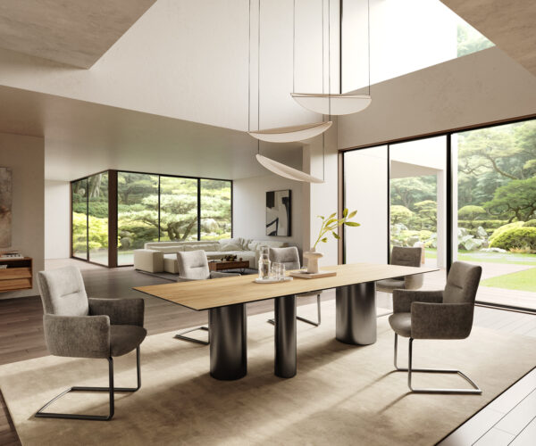 Jedálenský stôl Edge 300x100 cm keramická doska Laminam® Sabbia dubová farba Troa nehrdzavejúca oceľ grafitová - Image 7
