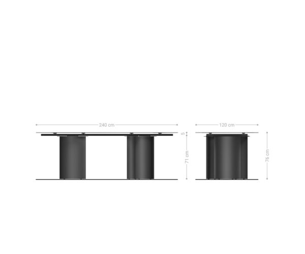 Jedálenský stôl Edge lodný tvar 240x100 cm keramika Calacatta Luxe bielo-zlato-sivá Troa nehrdzavejúca oceľ grafitová - Image 9
