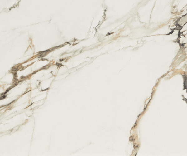 Jedálenský stôl Edge 300x100 cm keramika Calacatta Luxe bielo-zlato-sivá Origami kov zlatý - Image 3