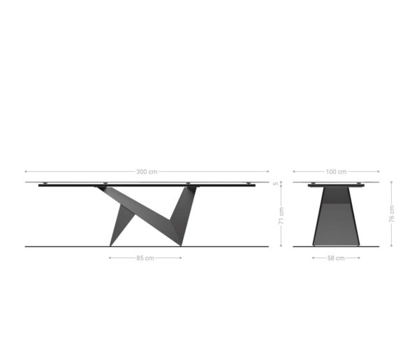Jedálenský stôl Edge 300x100 cm keramika Calacatta Luxe bielo-zlato-sivá Origami kov zlatý - Image 8