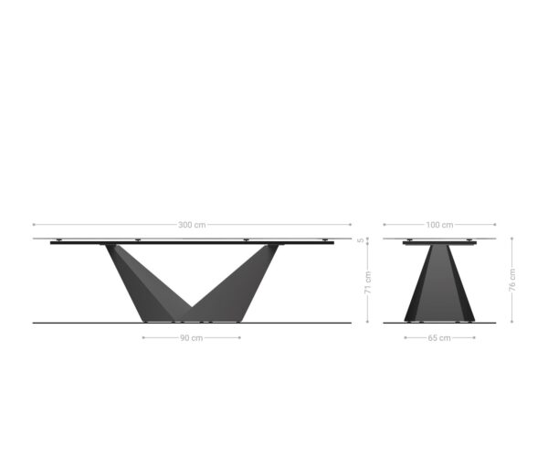 Jedálenský stôl Edge 300x100 keramika Calacatta Luxe bielo-zlato-šedá Prisma metalická zlatá - Image 8