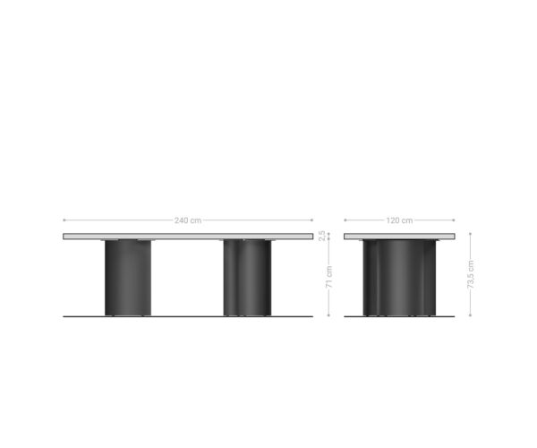 Jedálenský stôl Edge lodný tvar 240x100 cm prírodný dub Troa kov čierny Swiss - Image 6