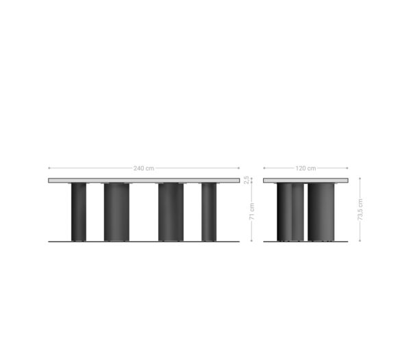 Jedálenský stôl Edge lodný tvar 240x100 cm prírodný dub Pilier kov čierny Swiss - Image 6
