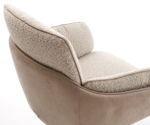 Jedálenská stolička Luan-Flex s podrúčkami, kombinované materiály, taupe, konzolový rám, plochý grafit - Image 4