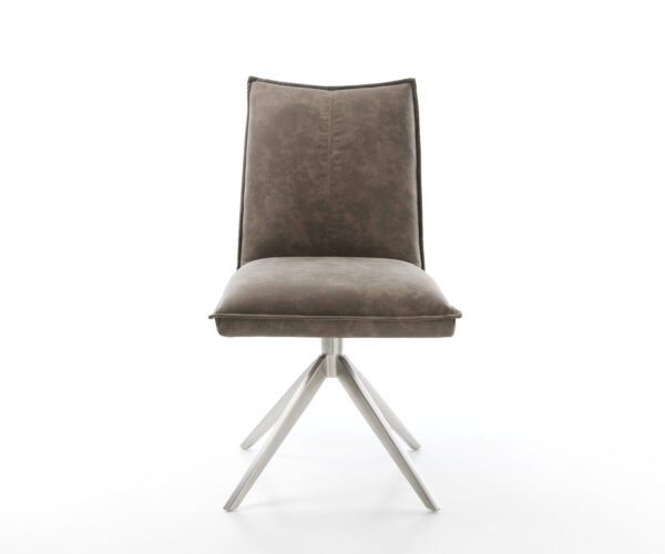 Jedálenská stolička Lelio-Flex mikrovlákno taupe vintage krížová konštrukcia široká nerezová oceľ 360° otočné hojdačkové funkcia jadro s vreckovými pružinami - Image 2