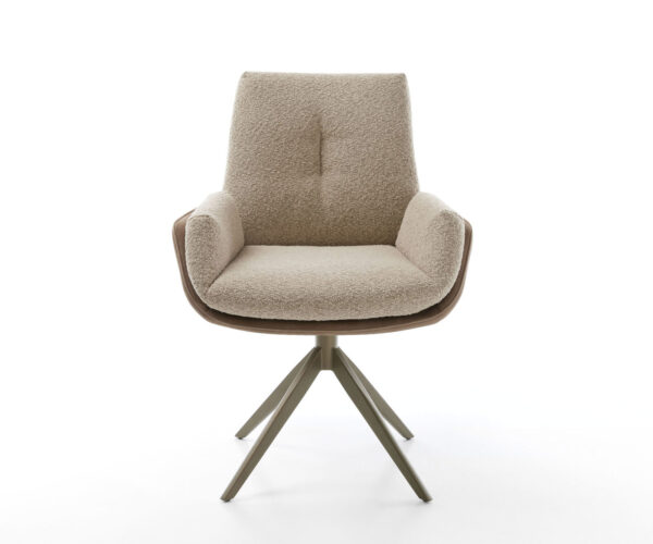 Jedálenská stolička Clea-Flex zmiešané materiály taupe krížový rám široký efekt povrch titán 360° otočné s hojdačkou - Image 2