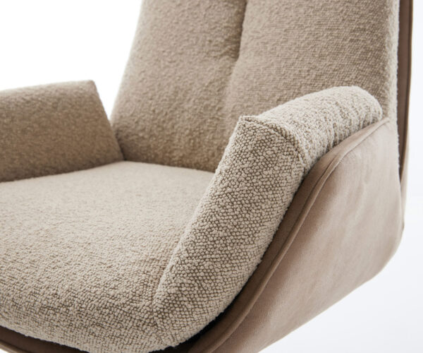Jedálenská stolička Clea-Flex zmiešané materiály taupe krížový rám široký efekt povrch titán 360° otočné s hojdačkou - Image 4