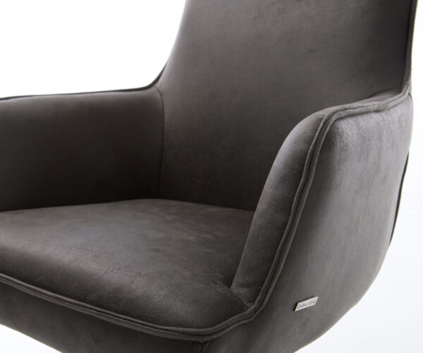 Jedálenská stolička Heira-Flex s podrúčkami, mikrovlákno antracit vintage, krížový rám, široký grafit, otočné o 360°, hojacia funkcia, jadro s vreckovými pružinami - Image 4