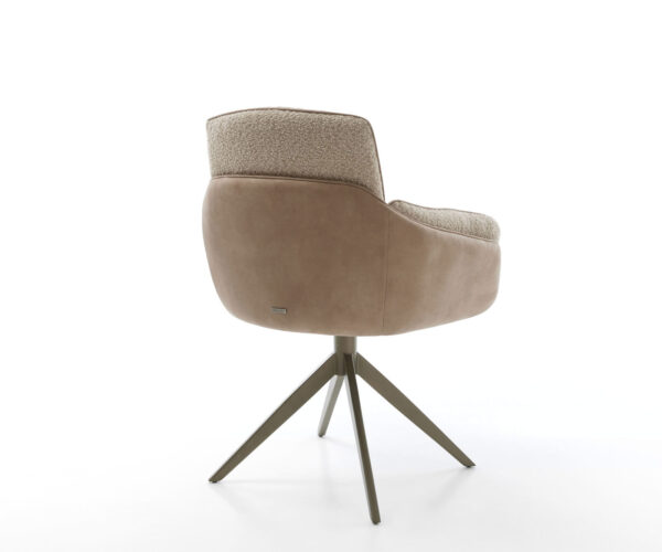 Jedálenská stolička Luan-Flex s podrúčkami, kombinované materiály, taupe, krížový rám, široký efekt, titanové prevedenie, otočné o 360°, funkcia hojdania - Image 5