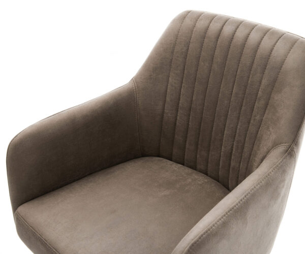 Jedálenská stolička Greg-Fex mikrovlákno taupe vintage krížová základňa grafit 360° otočné s hojdačkou jadro s taštičkovými pružinami - Image 4