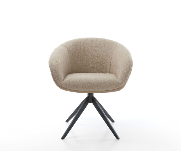 Jedálenská stolička Vinka-Flex s podrúčkami, kombinované materiály, taupe, krížový rám, široký kovový čierny, otočné o 360°, funkcia hojdania, jadro s vreckovými pružinami - Image 2