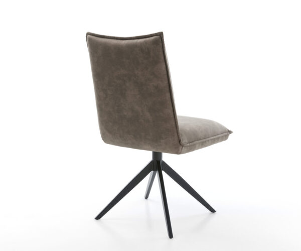 Jedálenská stolička Lelio-Flex mikrovlákno taupe vintage krížová konštrukcia široký kov čierny 360° otočný s hojdačkou jadro s púzdrovými pružinami - Image 5