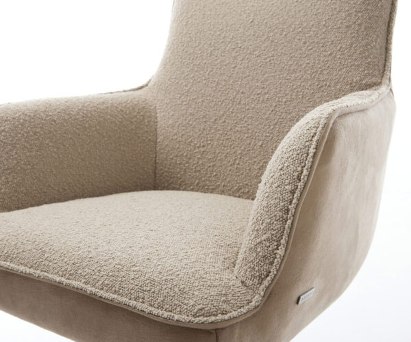 Jedálenská stolička Heira-Flex s podrúčkami, kombinované materiály, taupe, krížová základňa grafitová, otočné o 360°, funkcia hojdačky, jadro z taštičkových pružín - Image 4