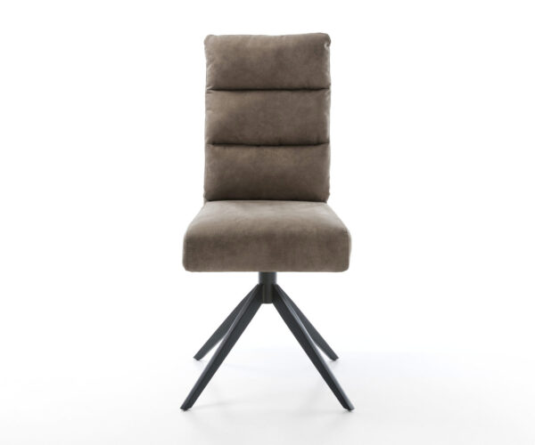 Jedálenská stolička Pela-Flex mikrovlákno taupe vintage krížový rám široký kov čierny 360° otočný s hojdačkovou funkciou jadro s vreckovými pružinami - Image 2