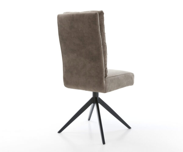 Jedálenská stolička Pela-Flex mikrovlákno taupe vintage krížový rám široký kov čierny 360° otočný s hojdačkovou funkciou jadro s vreckovými pružinami - Image 5