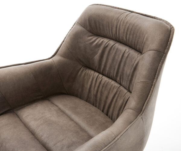 Jedálenská stolička Kaira-Flex mikrovlákno taupe vintage krížová konštrukcia široký kov čierny 360° otočný s hojdačkou - Image 4
